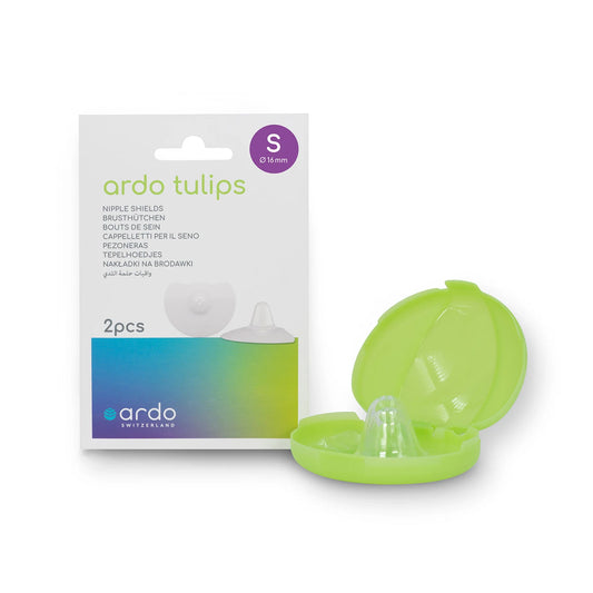 Set 2 protecții din silicon pentru mameloane + cutie depozitare Ardo Tulips